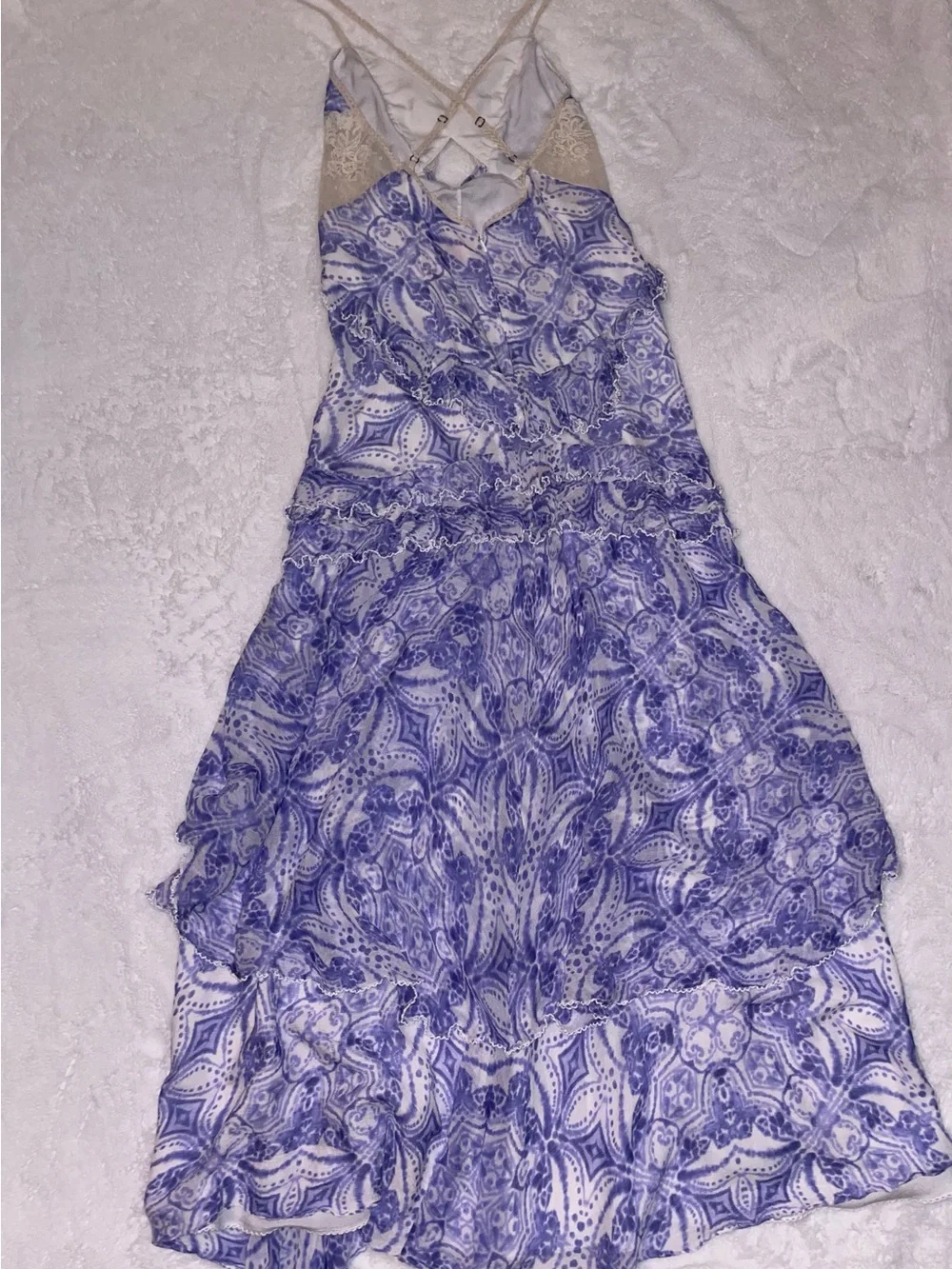 Free People Blue Paisley Lace-Trim Maxi Dress